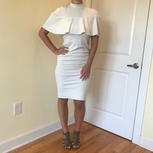 White 3/4 Length Tight Dress - Size Medium